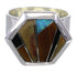 Sterling Silver Multicolor Inlay Heavy Ring Size 5-3/4 EX40743